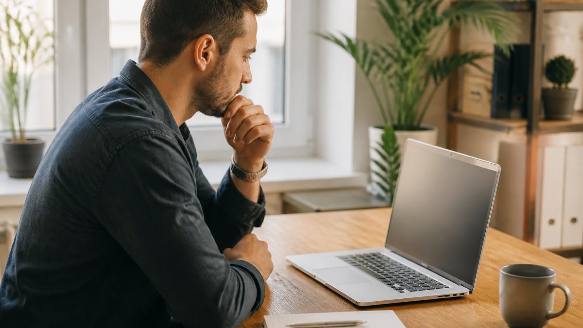 Seller checking their suspension appeal timeline on a laptop in a bright home office with a notepad and pen.